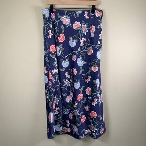 Loft Floral Bias Satin Midi Skirt Large